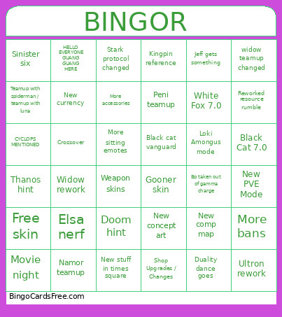 Season7r Bingo Card