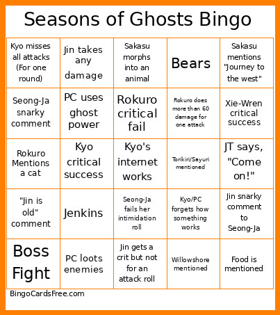 Seasons Of Ghosts Bingo Card