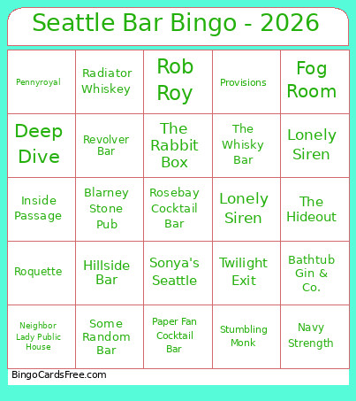 Seattle Bar - 2026 Bingo Card
