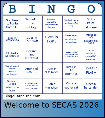 SECAS Bingo Card