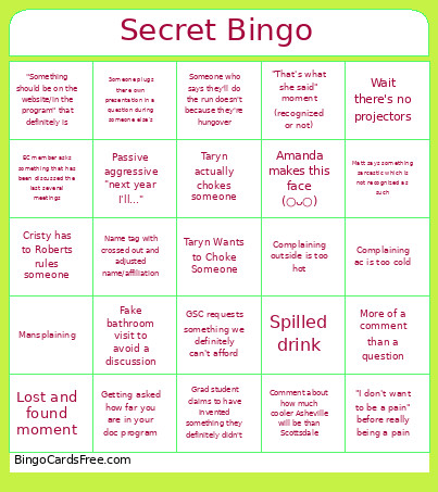 Secret AATC 2026 Bingo Card