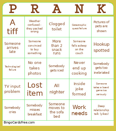 SECRET Bingo Card
