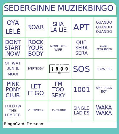 SEDERGINNE MUZIEK Bingo Card