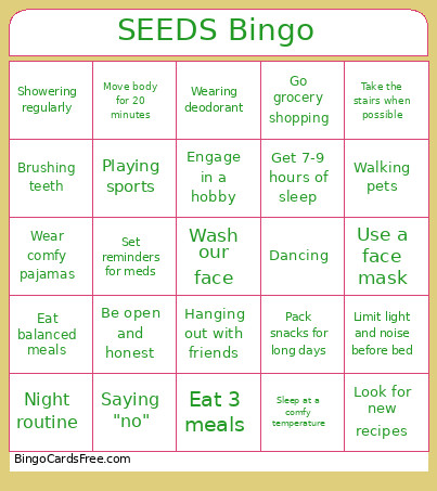 SEEDS Bingo Card