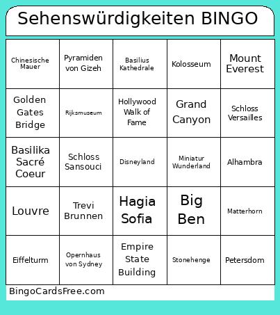Sehenswürdigkeiten Bingo