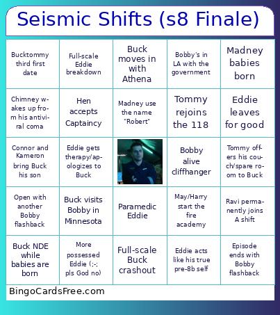 Seismic Shifts (s8 Finale) Bingo
