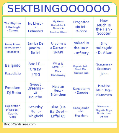SEKTOOOOO Bingo Card