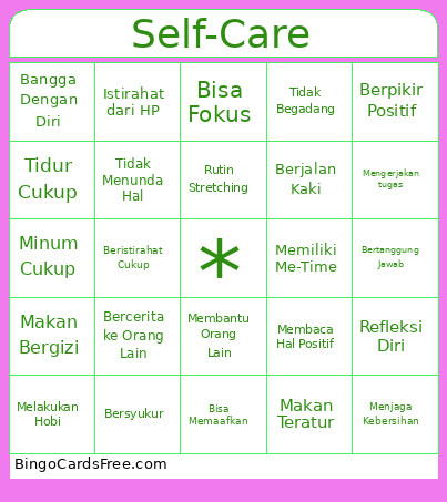 Self Care Bingo Card