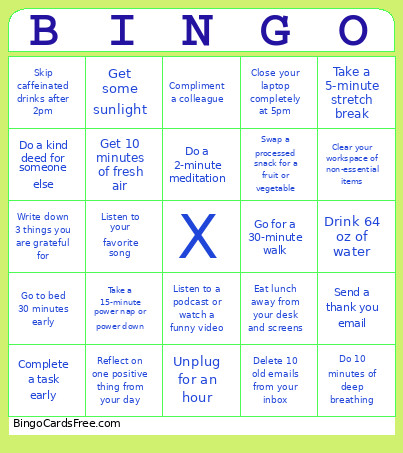 Self-Care Bingo Card 2