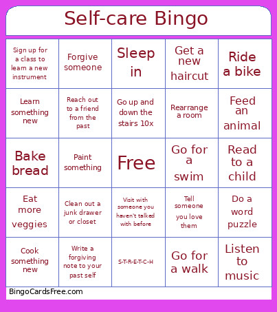 Self-care Bingo Card