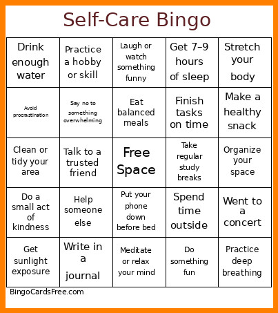 Self-Care Bingo Card