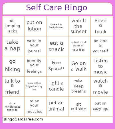 Self Care Bingo Card 2