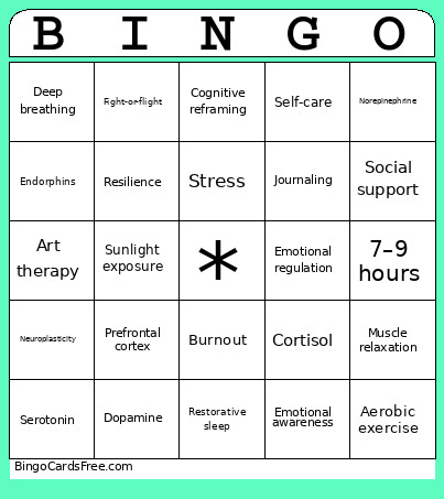 Self-care Bingo Card
