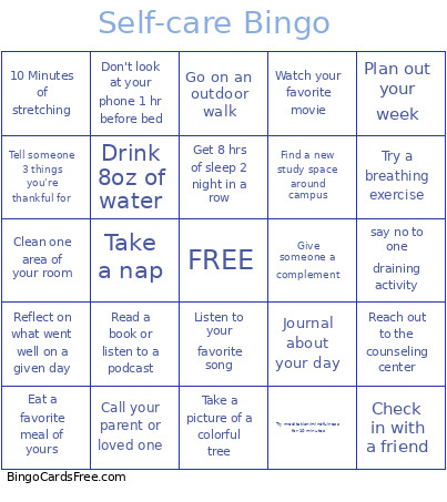 Self-care Bingo Card