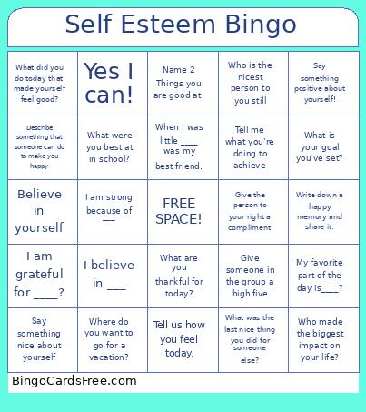 Self Esteem Bingo