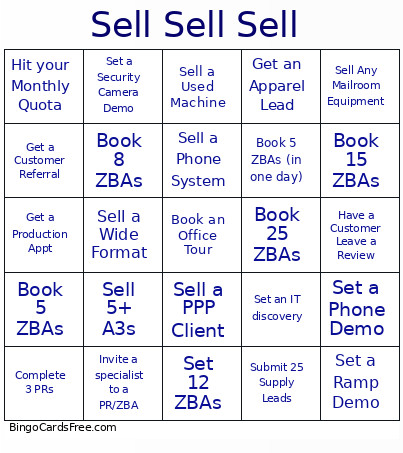 Sell Sell Sell Bingo Card