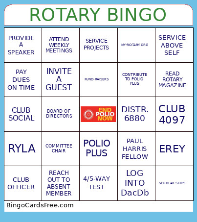 SELMA ROTARY CLUB Bingo Card