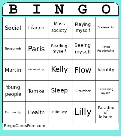 Seminar Bingo Card