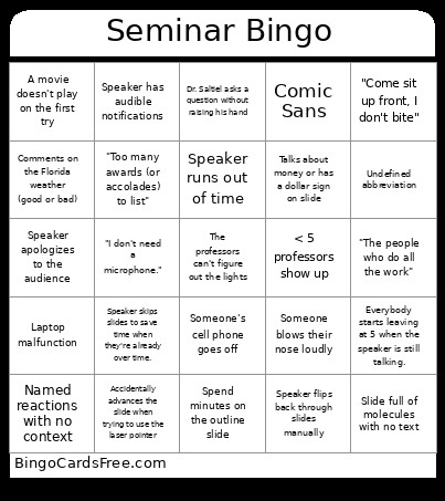 Seminar Bingo Card
