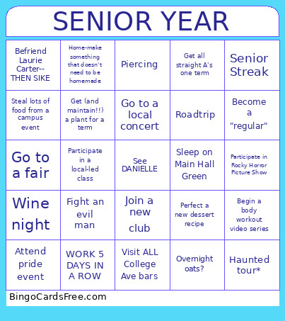 SENIOR YEAR Bingo Card