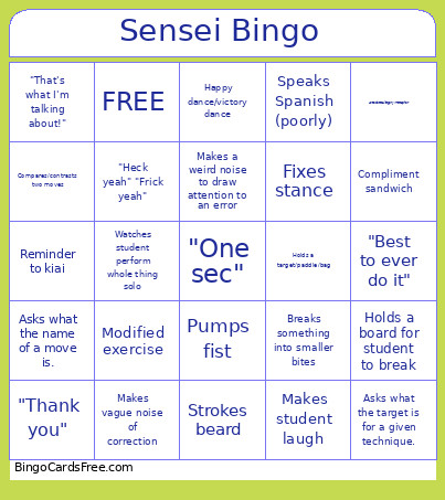 Sensei Bingo Card
