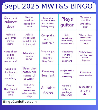 Sept 2025 MWT&S Bingo Card