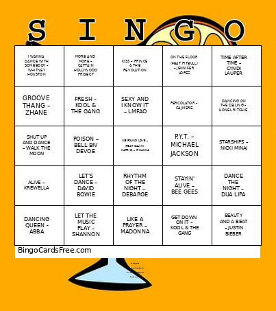 September Singo Night Bingo Card