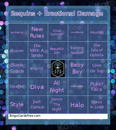 Sequins + Emotional Damage Bingo Card