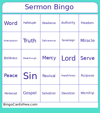 Sermon Bingo Card