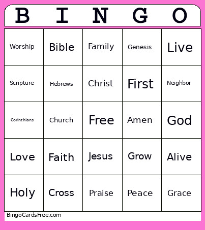 Sermon Bingo Card