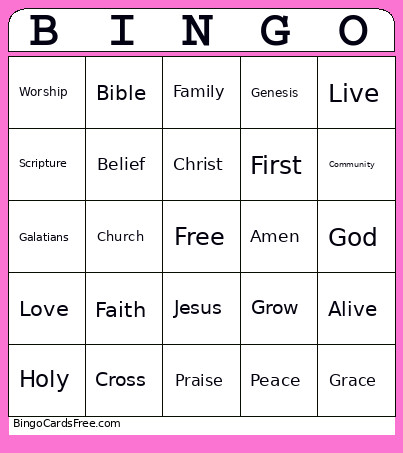 Sermon Bingo Card 2