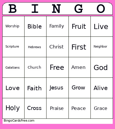 Sermon Bingo Card