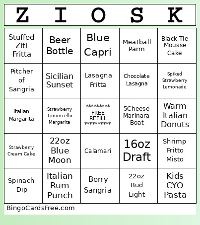 SERVER Bingo Card