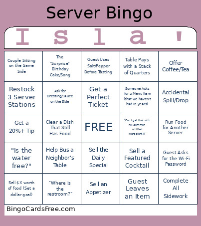 Server Bingo Card