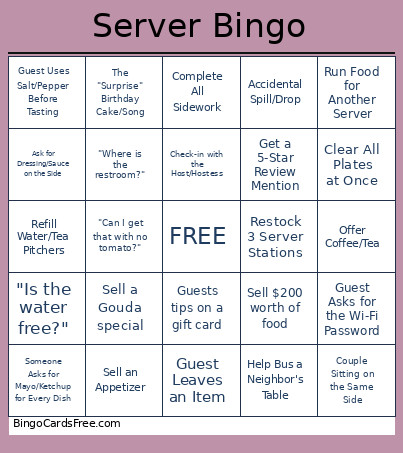 Server Bingo Card