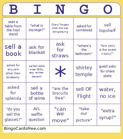 SERVER Bingo Card