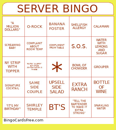 SERVER Bingo Card