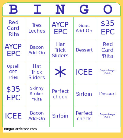 Server Bingo Card