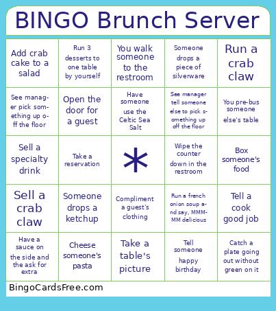 Server Brunch Bingo