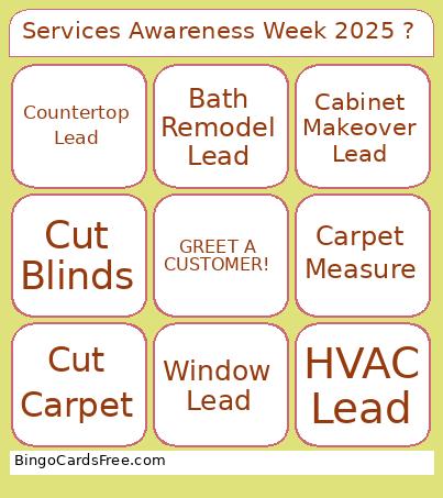 Services Awareness Week 2025 ? Bingo Card