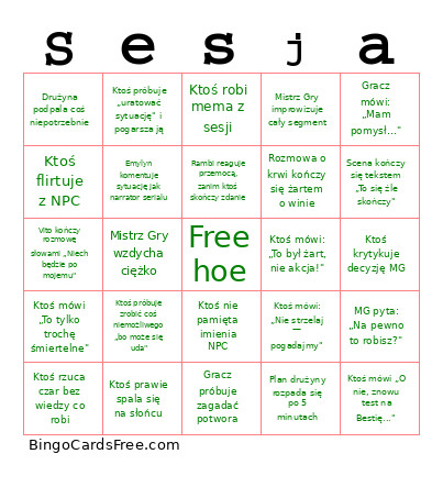SESJA Bingo Card
