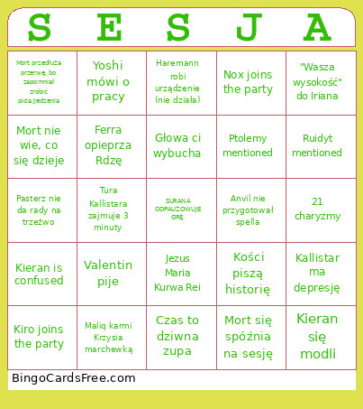 SESJA Bingo Card