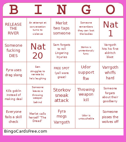 Session 2 Bingo Card