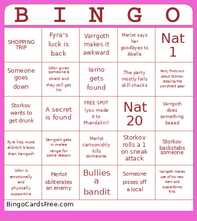 Session 4 Bingo Card