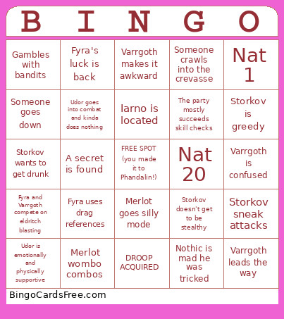 Session 6 Bingo Card