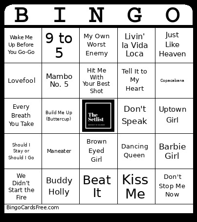 Setlist Mb1 Bingo Card