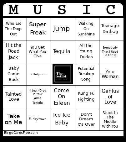 Setlist Mb2 Bingo Card