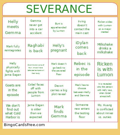 SEVERANCE Bingo