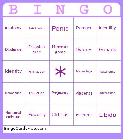 Sex Ed Bingo Cards Free Pdf Printable Game, Title: BINGO