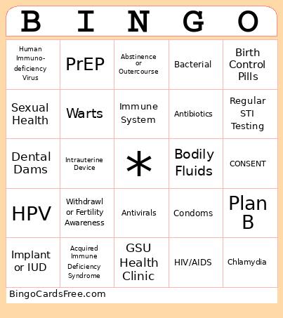 Sex Ed Bingo Cards Free Pdf Printable Game, Title: BINGO